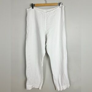BRYN‎ WALKER 100% Linen White Straight Leg Pants Women's Large Lagenlook Beach
